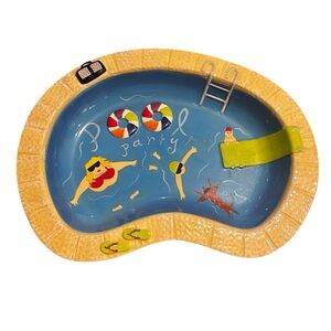 Clay Art 1999 Pool Party 17” Rimmed Serving Platter Novelty Beach House